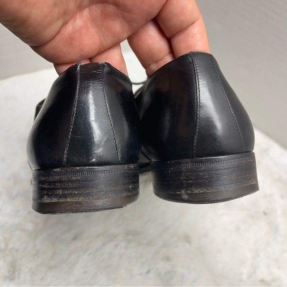 Salvatore Ferragamo Mens Black Leather Cap Toe Dress Shoes SZ 8.5 - Picture 5 of 16